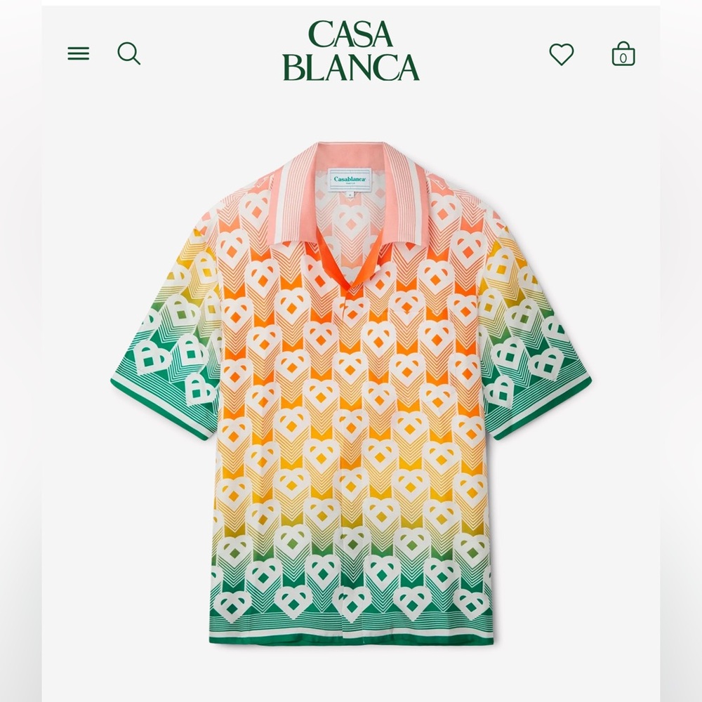 Casablanca Multicolor Heart Pattern Short Sleeve Shirt